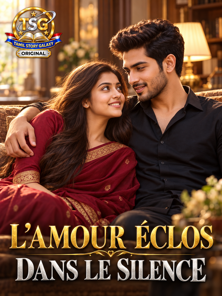 L’amour éclos dans le silence 1 Couverture de L’amour éclos dans le silence : un couple assis sur un canapé échange un regard tendre.